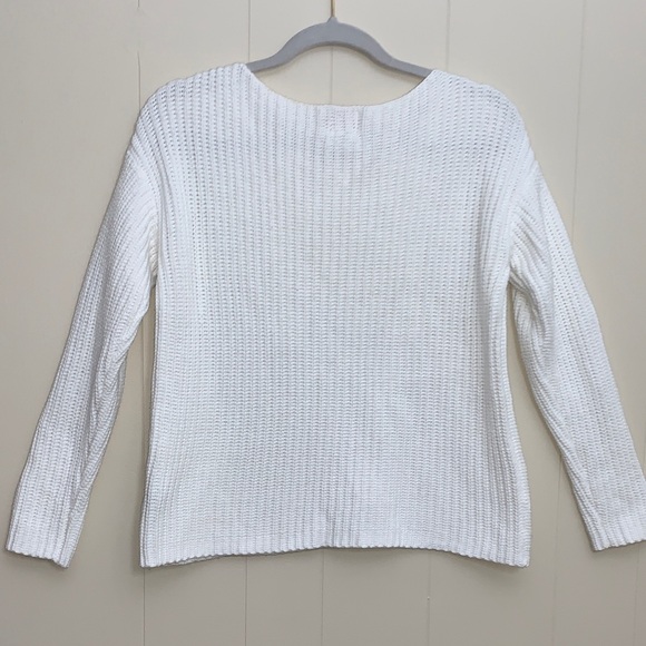 Ruby Rd. Embroidered Rhinestone Off White Knit Sweater - Picture 3 of 3